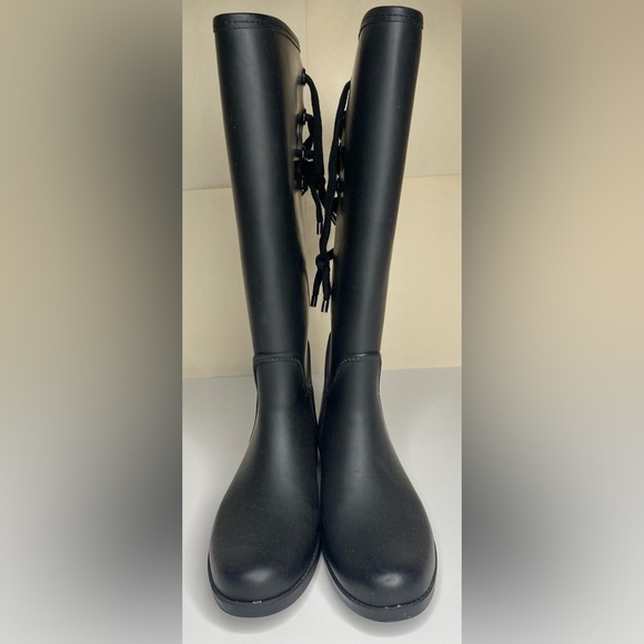 Coach Tristee Matte Black Signature Lined Rain Boots - Women’s Size 8b - Picture 3 of 10